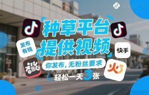 种草平台提供视频，你发布，无粉丝要求，发布就有钱，轻松一天3张+【揭秘】-副业网创