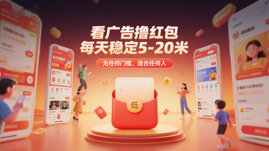 看广告撸红包，每天稳定5-20米，无任何门槛，适合任何人-副业网创