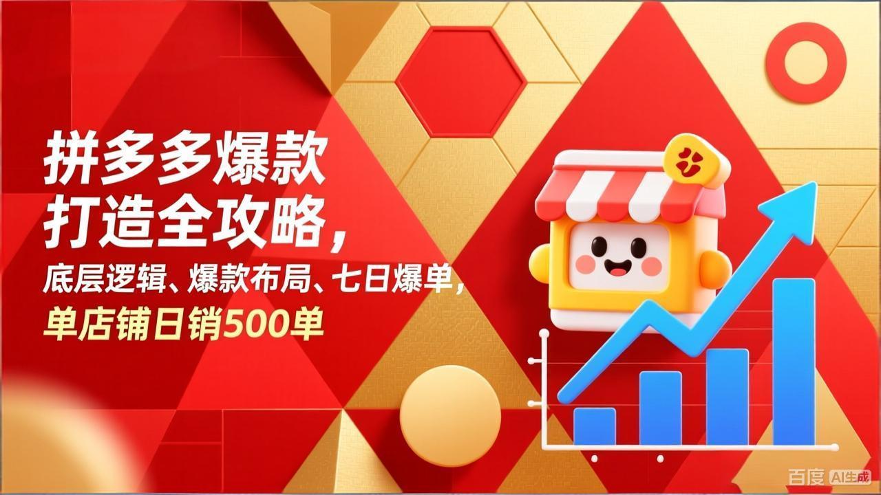 拼多多爆款打造全攻略，底层逻辑、爆款布局、七日爆单，单店铺日销500单-副业网创