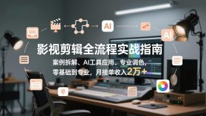 影视剪辑全流程实战指南，案例拆解、AI工具应用、专业调色，零基础到专业，月接单收入2万+-副业网创