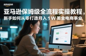 亚马逊保姆级全流程实操教程，新手如何从零打造月入1W美金电商事业-副业网创