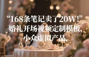 168条笔记卖了20W！婚礼开场视频定制模板，小众虚拟产品-副业网创