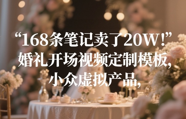 168条笔记卖了20W！婚礼开场视频定制模板，小众虚拟产品-副业网创