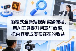 颠覆式全新短视频实操课程，用AI工具提升创意与效率，把内容变成实实在在的收益-副业网创