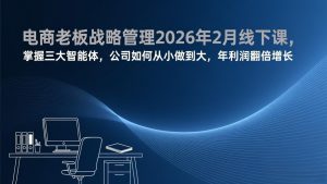 电商老板战略管理2026年2月线下课，掌握三大智能体，公司如何从小做到大，年利润翻倍增长-副业网创