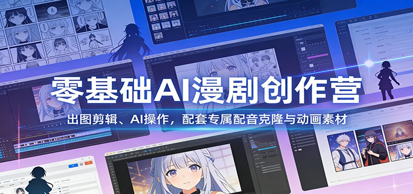 零基础AI漫剧创作营：出图剪辑、AI操作，配套专属配音克隆与动画素材-副业网创