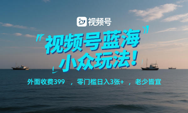 视频号蓝海小众玩法！外面收费399，零门槛日入3张+，老少皆宜-副业网创