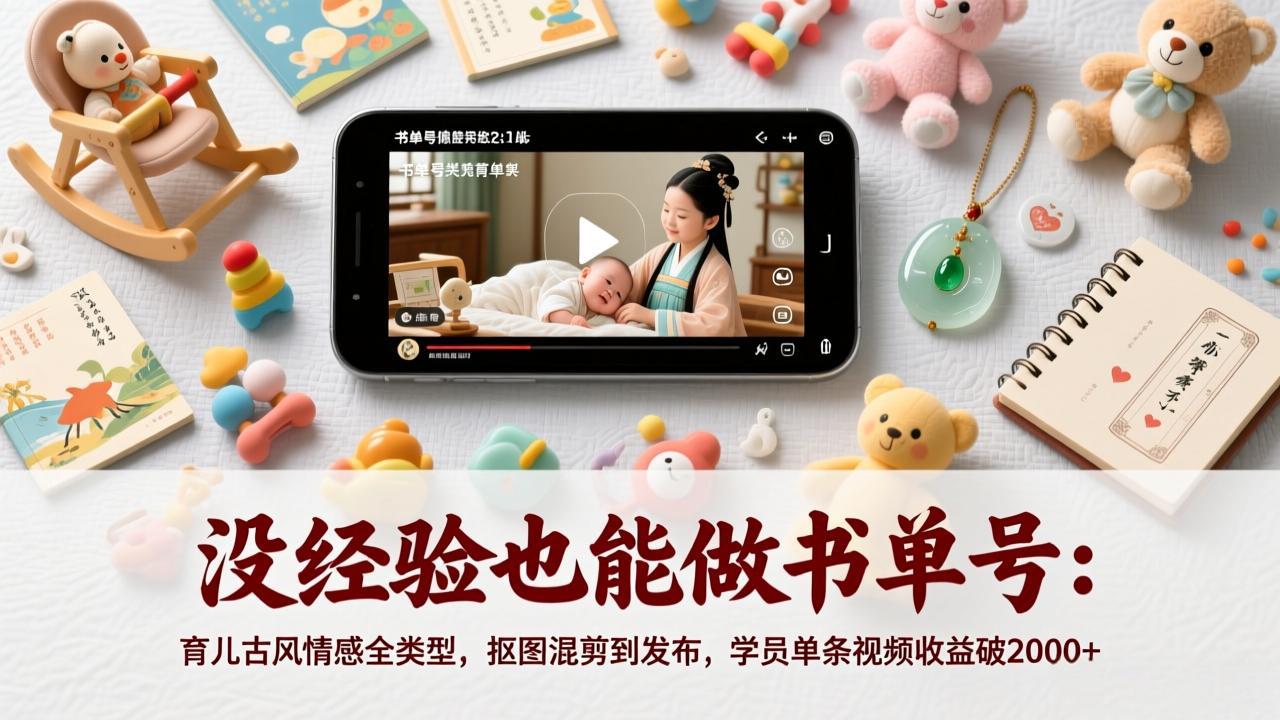 没经验也能做书单号:育儿古风情感全类型,抠图混剪到发布,学员单条视频收益破2000+-副业网创