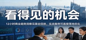 2026看得见的机会，12小时商业趋势洞察见面会回放，实战案例可直接落地优化-副业网创
