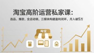 淘宝高阶运营私家课：选品、爆款、全店动销，三模块构建盈利闭环，月入破5万(更新26年2月-副业网创