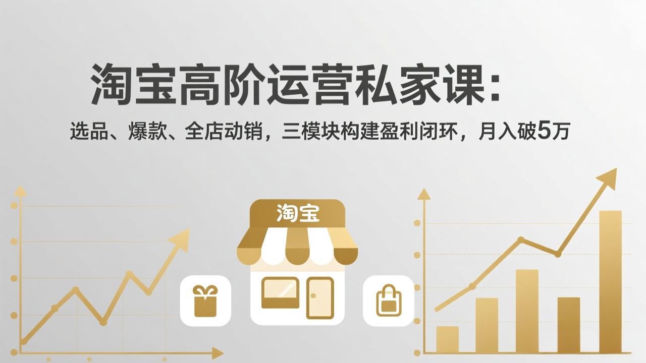 淘宝高阶运营私家课：选品、爆款、全店动销，三模块构建盈利闭环，月入破5万(更新26年2月-副业网创