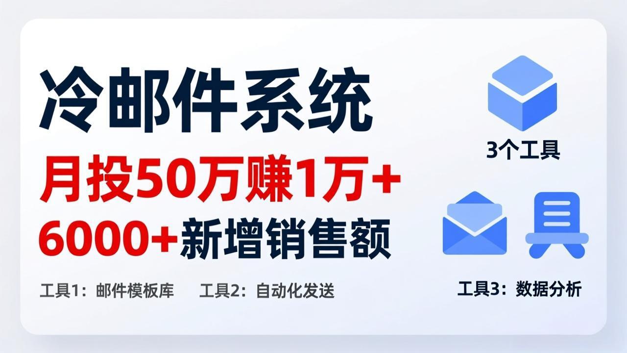 月投 50 刀赚 1 万 +!冷邮件系统:6000 + 新增销售额,靠 3 个工具轻松搞-副业网创