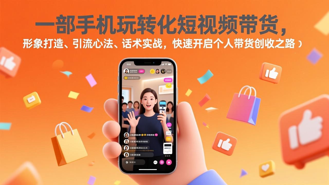一部手机玩转化短视频带货，形象打造、引流心法、话术实战，快速开启个人带货创收之路-副业网创