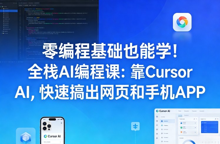 零编程基础也能学！全栈AI编程课：靠Cursor AI，快速搞出网页和手机APP-副业网创