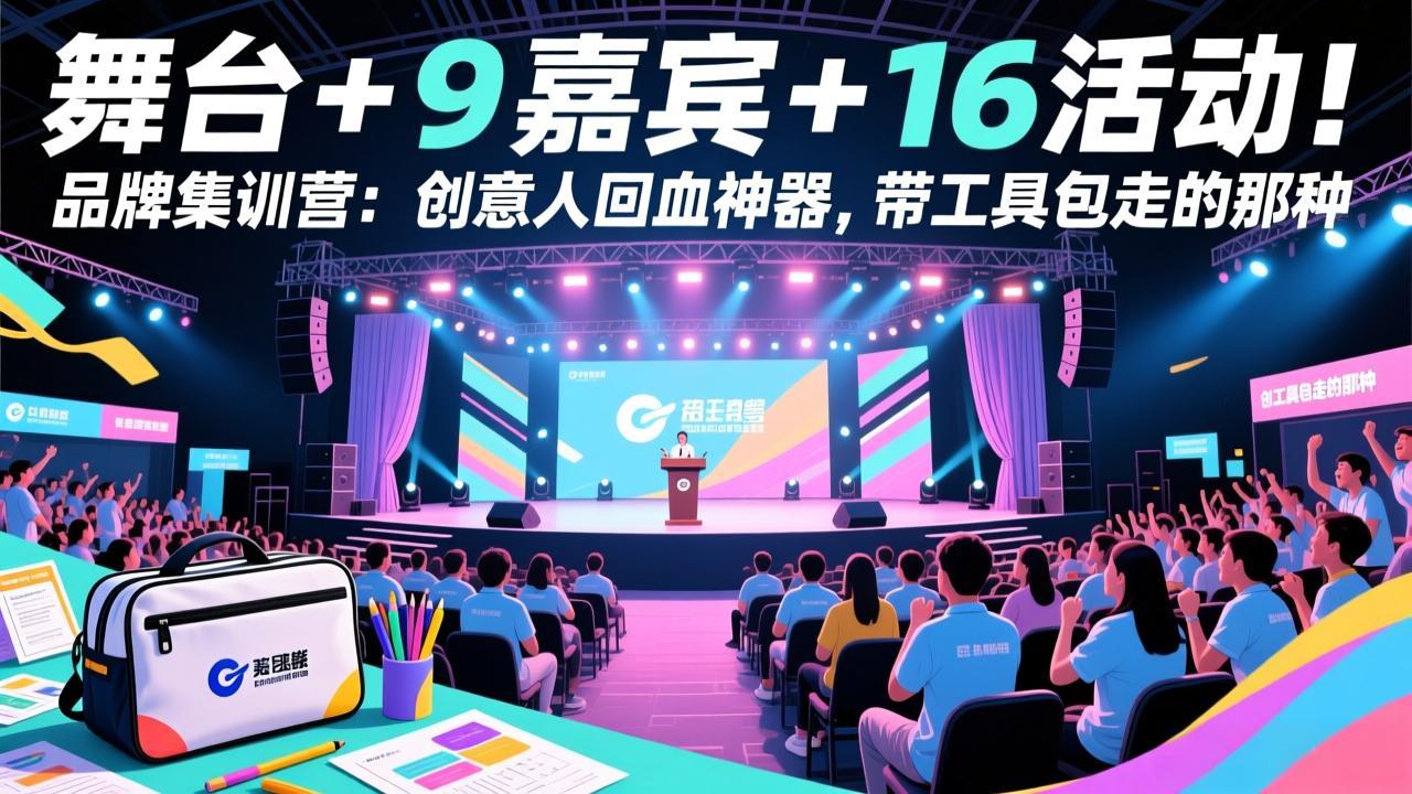 舞台 + 9 嘉宾 + 16 活动！品牌集训营：创意人回血神器，带工具包走的那种-副业网创
