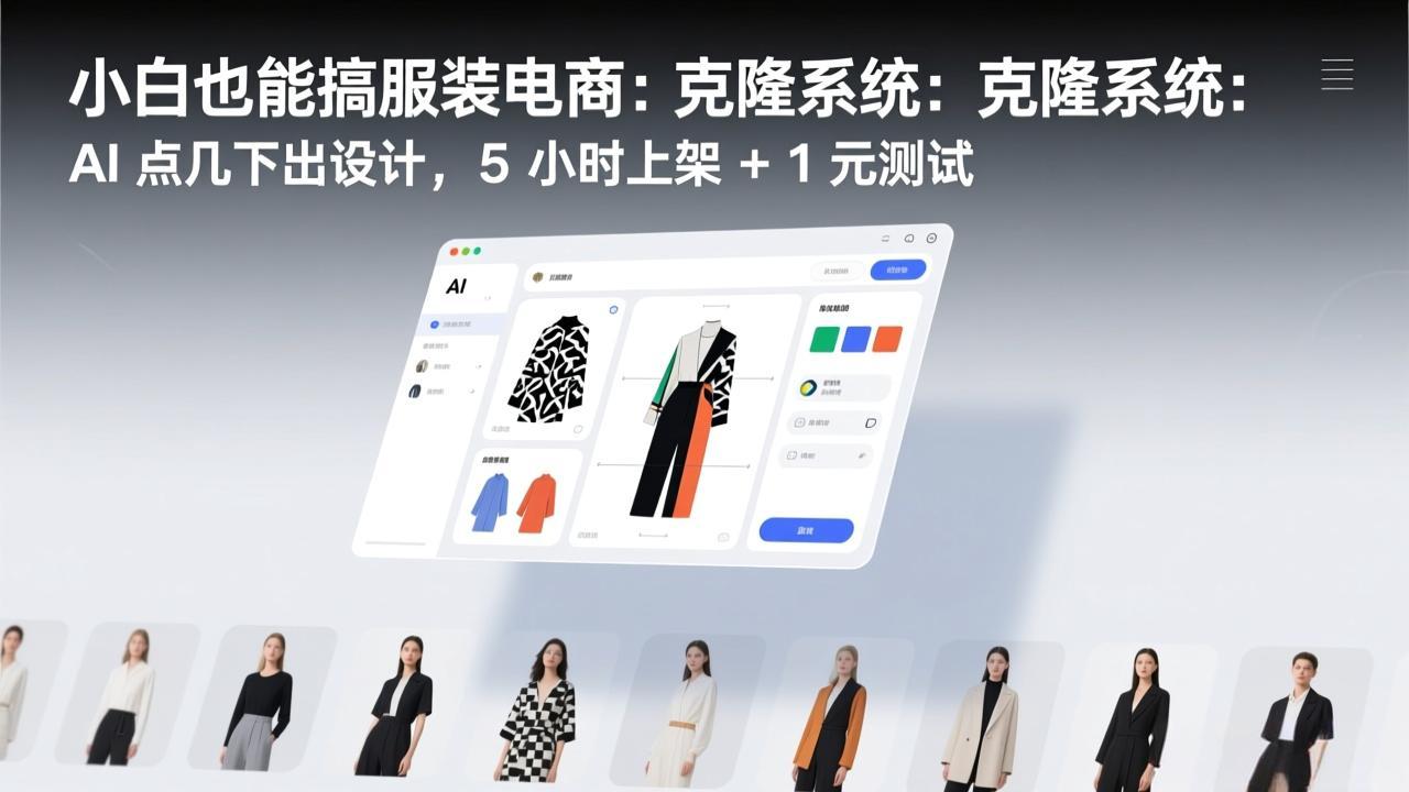 小白也能搞服装电商：克隆系统：AI 点几下出设计，5 小时上架 + 1 元测试-副业网创