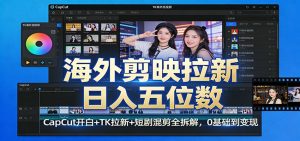 海外剪映拉新日入五位数：CapCut开白+TK拉新+短剧混剪全拆解，0基础到变现-副业网创