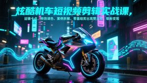 炫酷机车短视频剪辑实战课，运镜卡点、特效调色、案例拆解，零基础剪出高赞大片，吸粉变现-副业网创