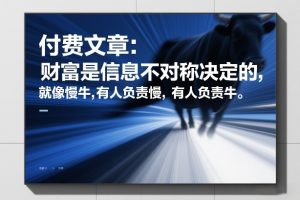 付费文章：财富是信息不对称决定的，就像慢牛，有人负责慢，有人负责牛-副业网创