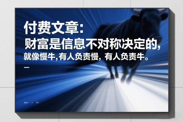 付费文章：财富是信息不对称决定的，就像慢牛，有人负责慢，有人负责牛-副业网创
