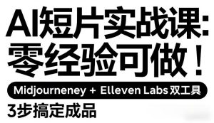 AI短片实战课:零经验可做,Midjourney+ElevenLabs双工具,3步搞定成品-副业网创