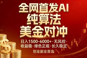 全网首发项目！AI美金算法对冲，日入2000-6000+，稳定长效0风险，彻底告别996，创业、副业逆...-副业网创