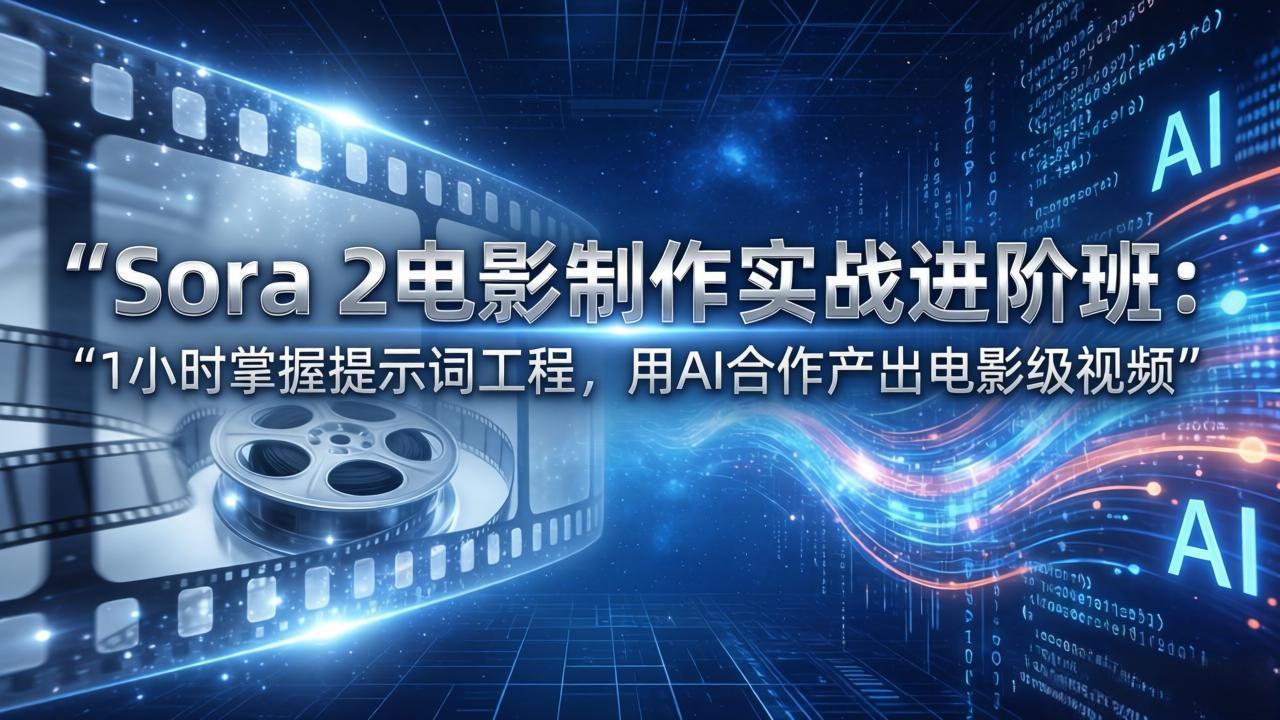 Sora 2电影制作实战进阶班：1小时掌握提示词工程，用AI合作产出电影级视频-副业网创