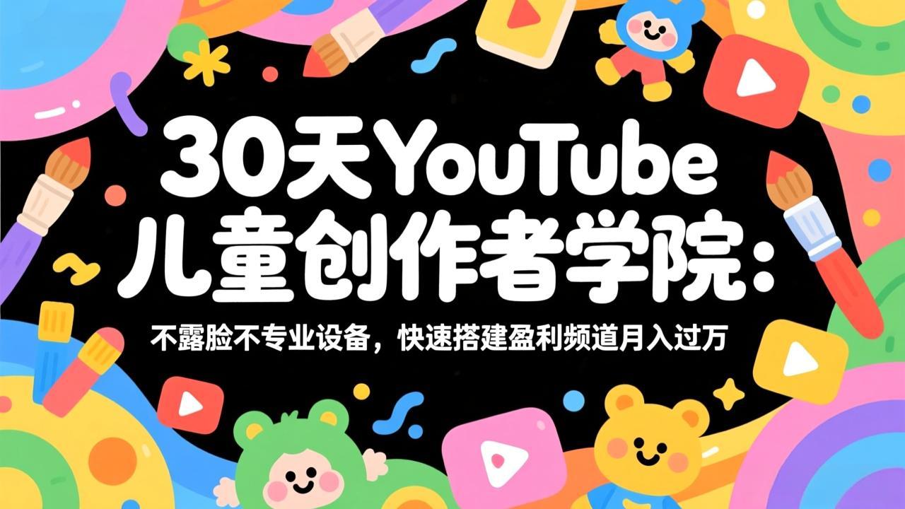 30天YouTube儿童创作者学院：不露脸不专业设备，快速搭建盈利频道月入过万-副业网创