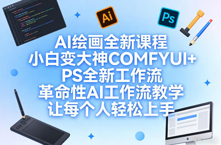 AI绘画全新课程，小白变大神COMFYUI+PS全新工作流，革命性AI工作流教学，让每个人轻松上手-副业网创