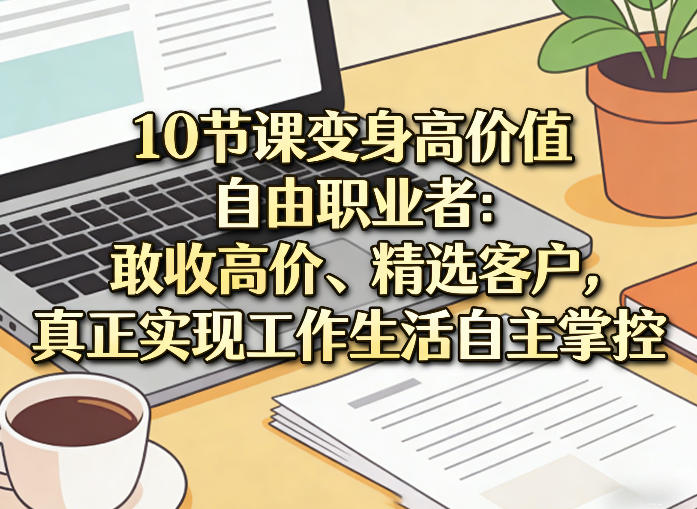10节课变身高价值自由职业者：敢收高价、精选客户，真正实现工作生活自主掌控-副业网创