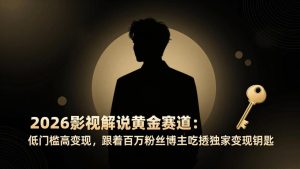 2026影视解说黄金赛道：低门槛高变现，跟着百万粉丝博主吃透独家变现钥匙-副业网创