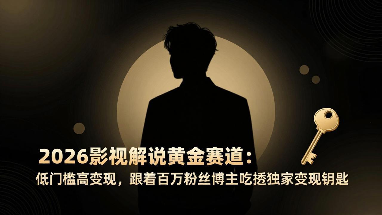2026影视解说黄金赛道：低门槛高变现，跟着百万粉丝博主吃透独家变现钥匙-副业网创