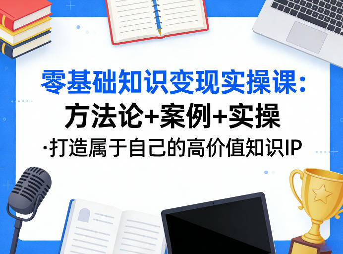 零基础知识变现实操课，方法论+案例+实操，打造属于自己的高价值知识IP-副业网创