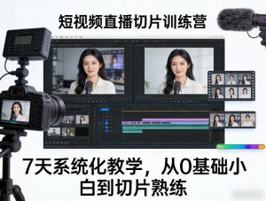 短视频直播切片训练营，7天系统化教学，从0基础小白到切片熟练-副业网创