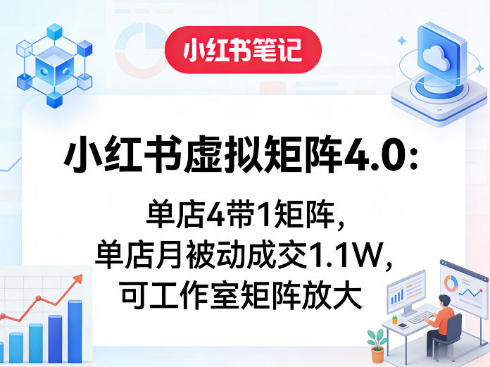 小红书虚拟矩阵4.0：单店4带1矩阵，单店月被动成交1.1W，可工作室矩阵放大-副业网创