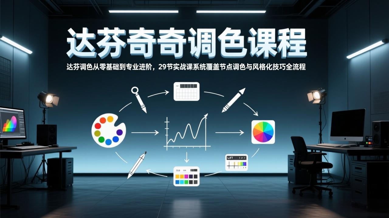 达芬奇调色从零基础到专业进阶，29节实战课系统覆盖节点调色与风格化技巧全流程-副业网创