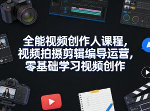 全能视频创作人课程，视频拍摄剪辑编导运营，零基础学习视频创作(更新2026年3月)-副业网创