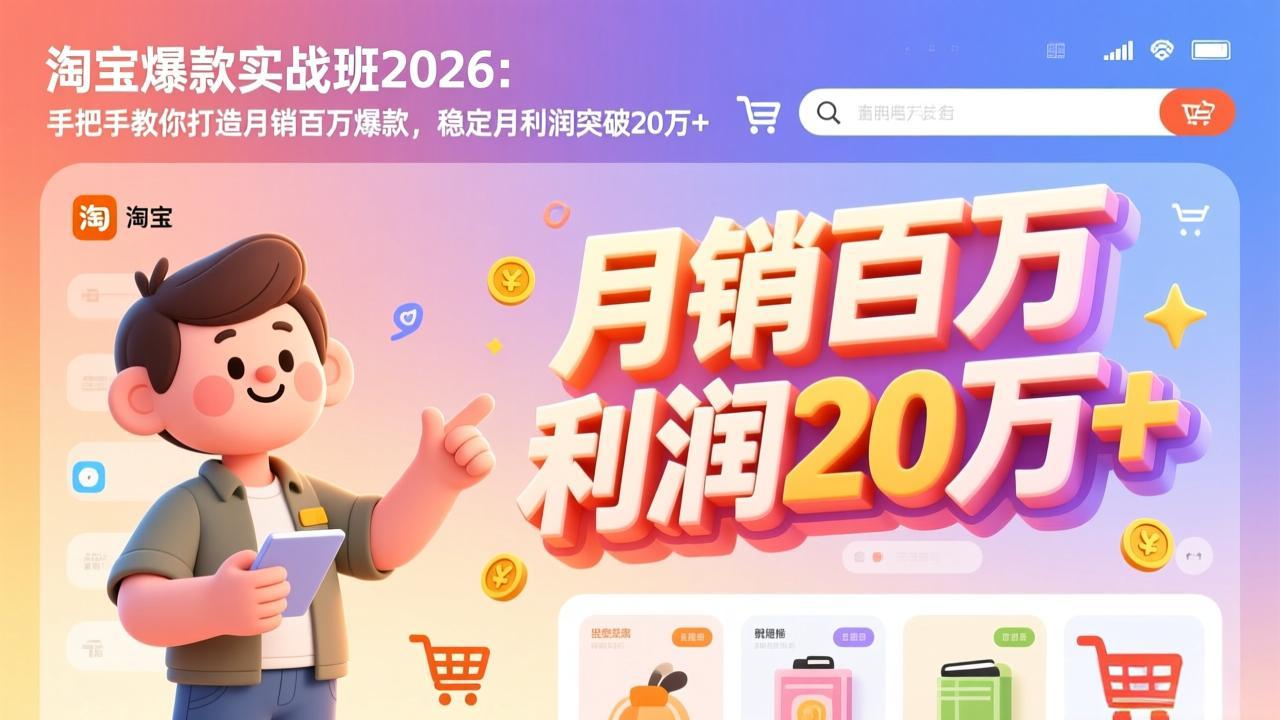 淘宝爆款实战班-2026年3月更新：手把手教你打造月销百万爆款，稳定月利润突破20万+-副业网创