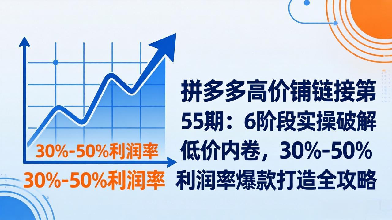 拼多多高价铺链接第55期：6阶段实操破解低价内卷，30%-50%利润率爆款打造全攻略-副业网创