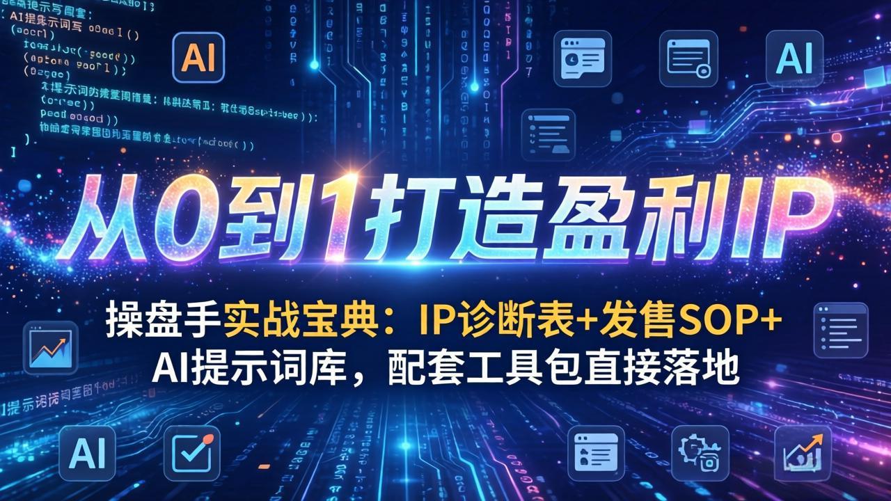 操盘手实战宝典：IP诊断表+发售SOP+AI提示词库，配套工具包直接落地，从0到1打造盈利IP-副业网创
