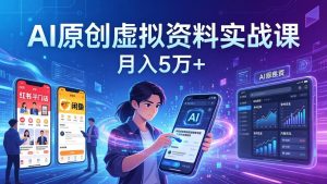 AI原创虚拟资料实战课：2026新机会，小红书闲鱼开店，普通人用AI轻松变现，月入5万+-副业网创
