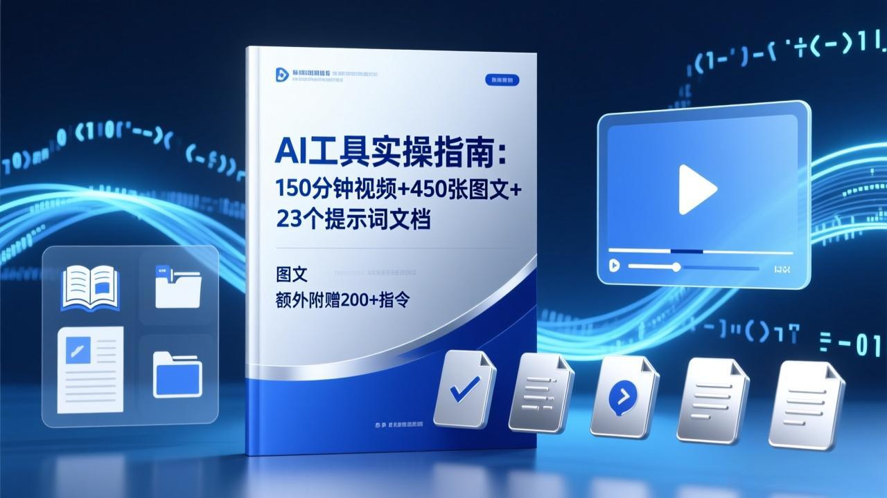 AI工具实操指南：150分钟视频+450张图文+23个提示词文档，额外附赠200+指令-副业网创