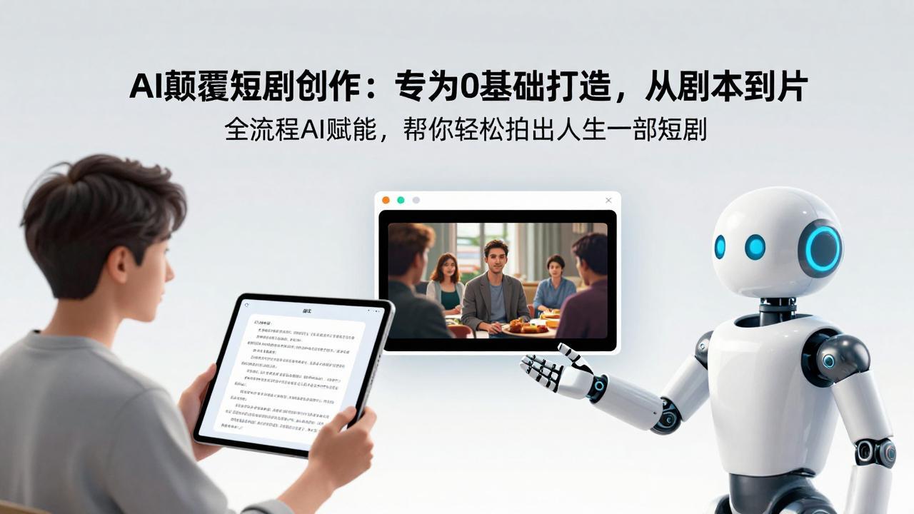 AI颠覆短剧创作：专为0基础打造，从剧本到成片全流程AI赋能，帮你轻松拍出人生第一部短剧-副业网创