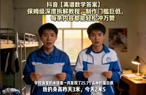 抖音【离谱数学答案】保姆级深度拆解教程，制作门槛巨低，每条内容都能轻松冲万赞，附详细步骤-副业网创