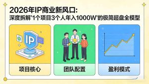 2026年IP商业新风口：深度拆解“1个项目3个人年入1000W”的极简超盘全模型-副业网创