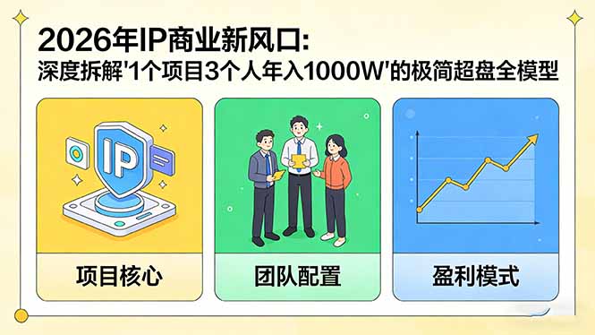 2026年IP商业新风口：深度拆解“1个项目3个人年入1000W”的极简超盘全模型-副业网创