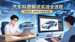 抖音汽车科普解说实战：文案+动画+画面处理+去水印全流程，打造专业汽车科普视频-副业网创