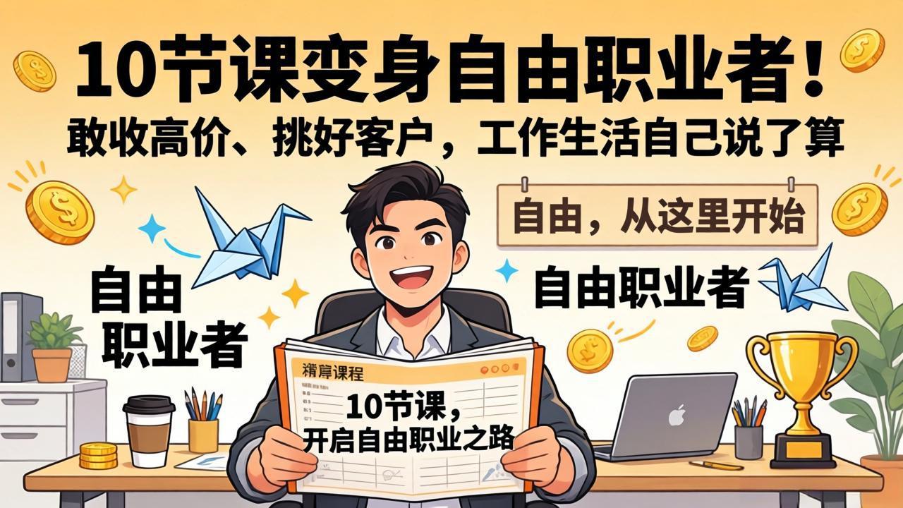 10 节课变身自由职业者！敢收高价、挑好客户，工作生活自己说了算-副业网创