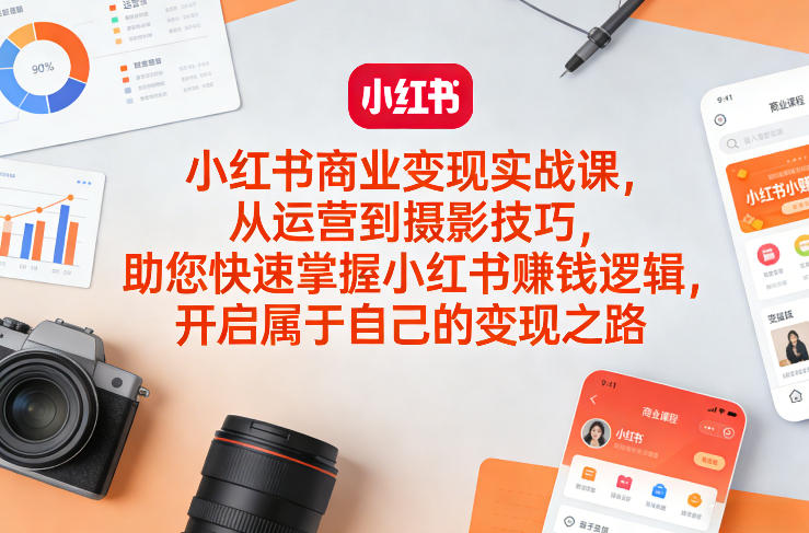 小红书商业变现实战课，从运营到摄影技巧，助您快速掌握小红书賺钱逻辑，开启属于自己的变现之路-副业网创