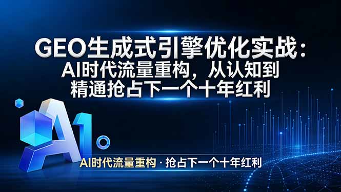 GEO 生成式引擎优化实战：AI时代流量重构，从认知到精通抢占下一个十年红利-副业网创
